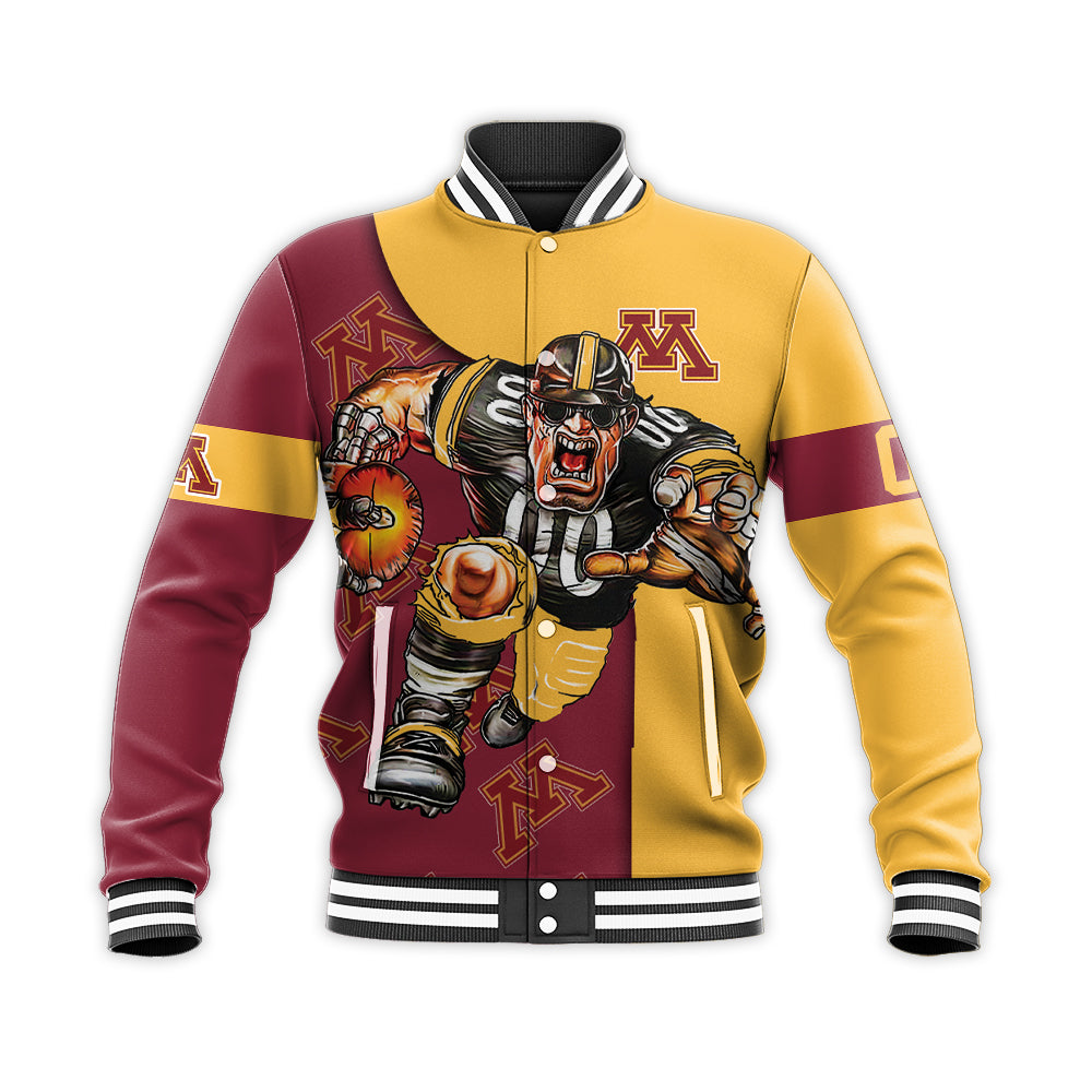 minnesota golden gophers baseball jacket button up zipper hooded all over print football go on gift for fans ncaa glmic