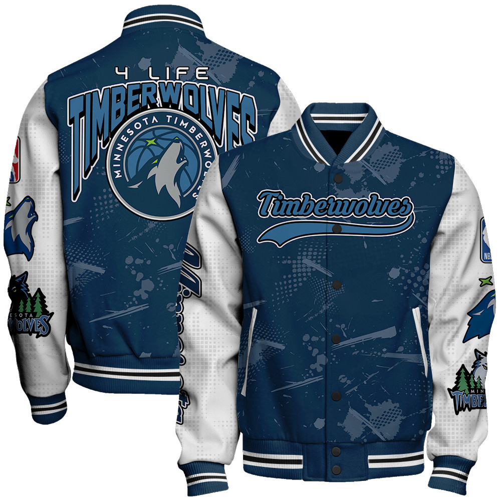 minnesota timberwolves 4 life team logo nba 2024 baseball varsity jacket baseball jacket all over print sfat v17 tuoew