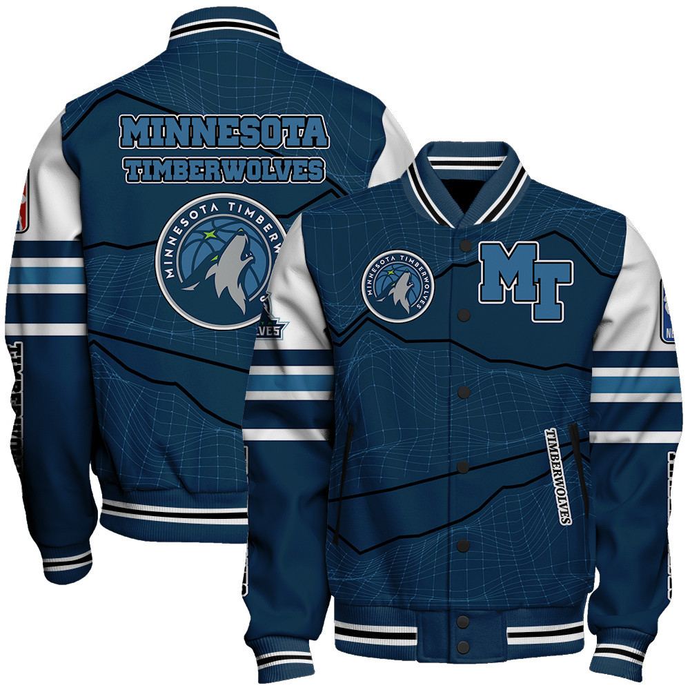 minnesota timberwolves basketball unique textures baseball varsity jacket baseball jacket all over print sfat v11 yiyf3