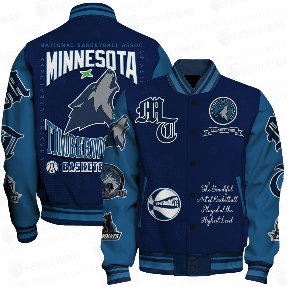 minnesota timberwolves nba print baseball varsity jacket baseball jacket all over print sfat v25 udfwp