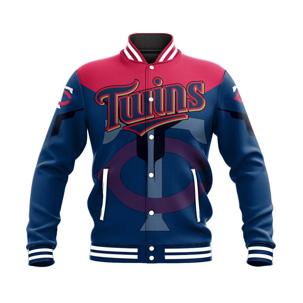 minnesota twins baseball jacket button up zipper hooded all over print drinking style mlb 8cloq