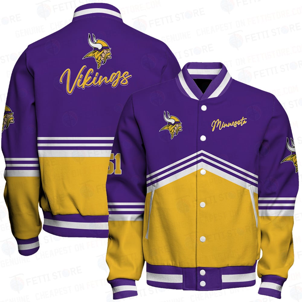 minnesota vikings baseball varsity jacket baseball jacket all over print wf gfrb5