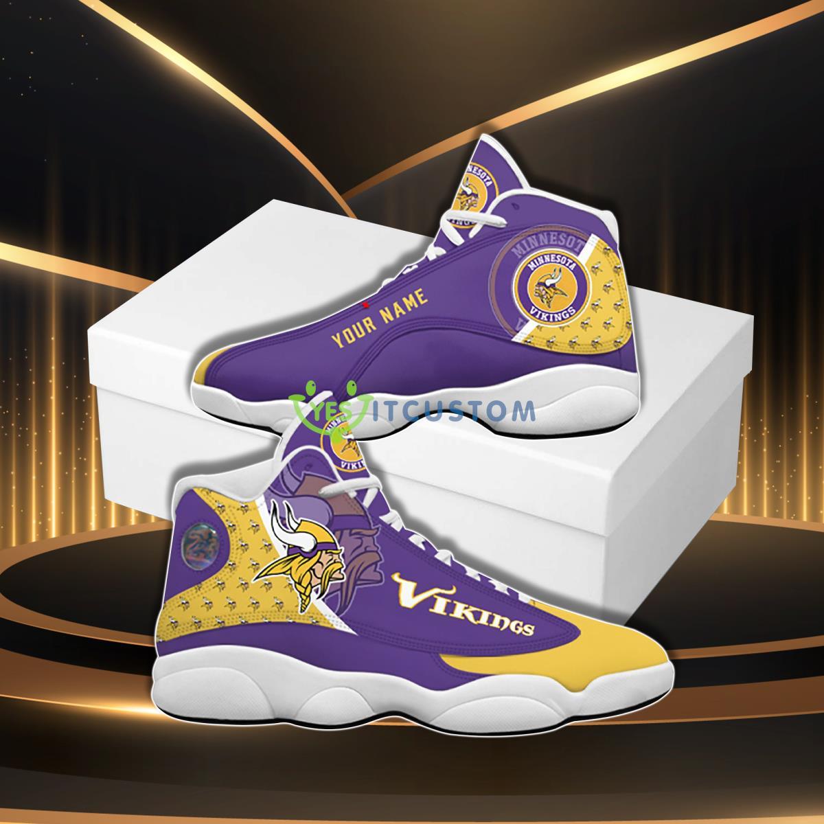 minnesota vikings football team best custom name air jordan 13 sneaker for fans