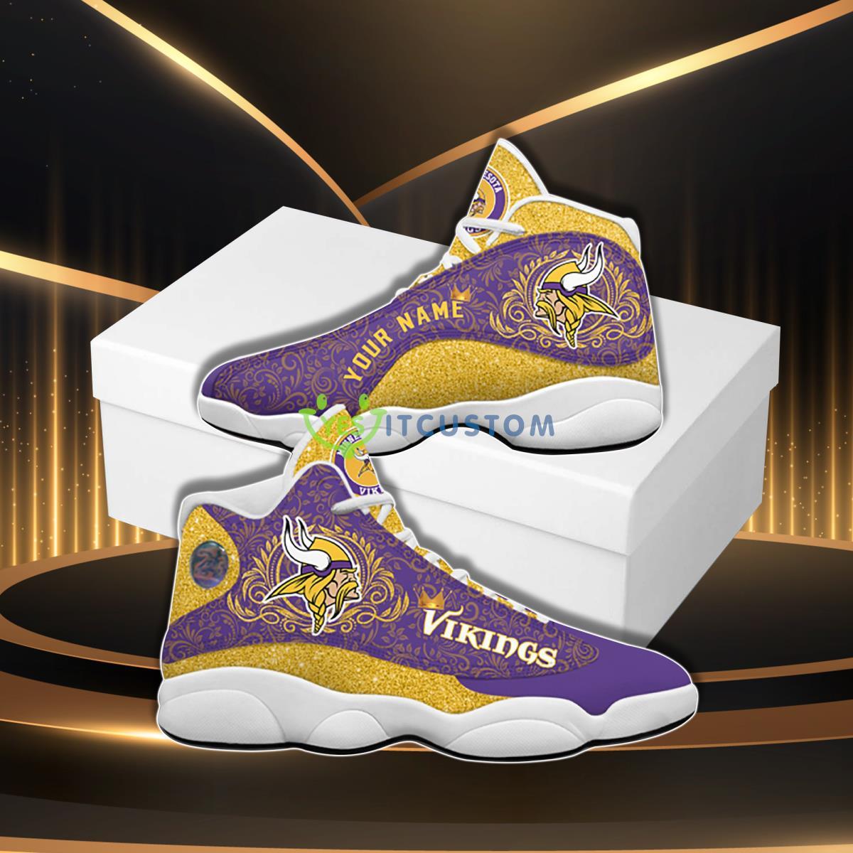 minnesota vikings football team best custom name air jordan 13 sneaker