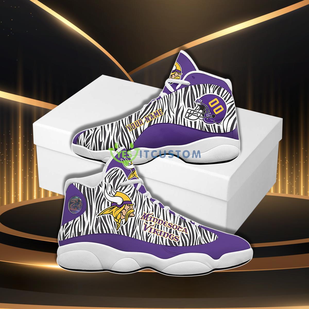 minnesota vikings football team custom namenumber air jordan 13 shoes for fans