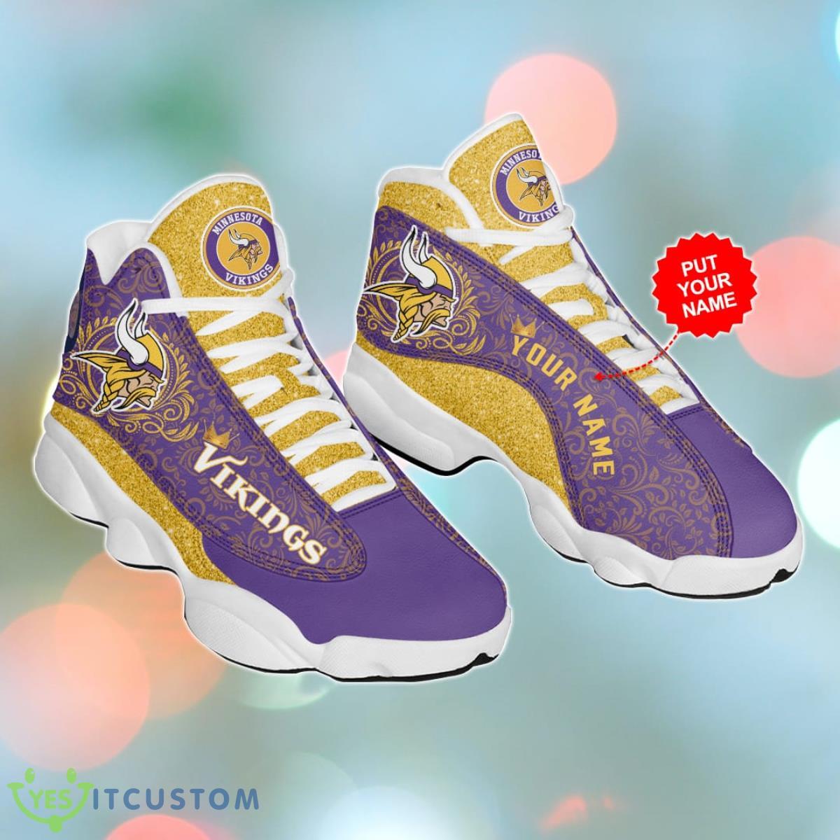 minnesota vikings jordan 13 sneakers custom name best gift for men and women