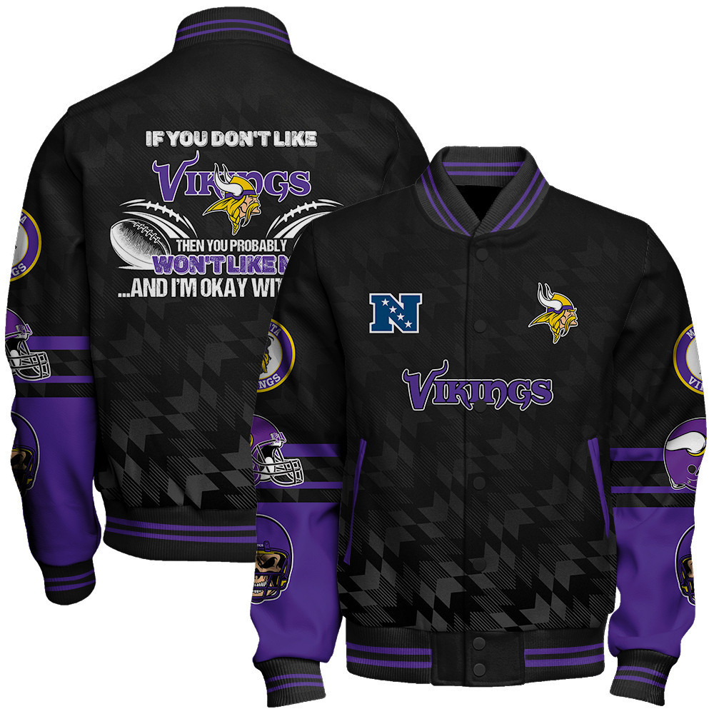 minnesota vikings nfl 2024 national football conference unisex baseball varsity jacket baseball jacket all over print v12 zxlhc