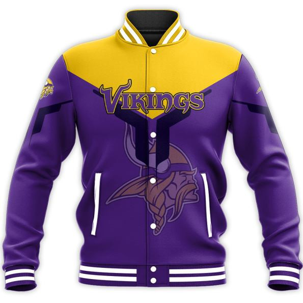 minnesota vikings nfl football purple and yellow 3d print baseball varsity jacket baseball jacket all over print jpnay