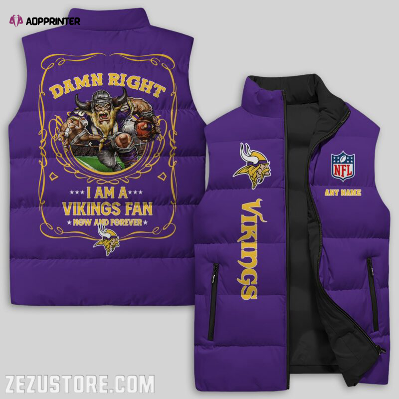 minnesota vikings nfl sleeveless puffer jacket custom for fans gifts 1