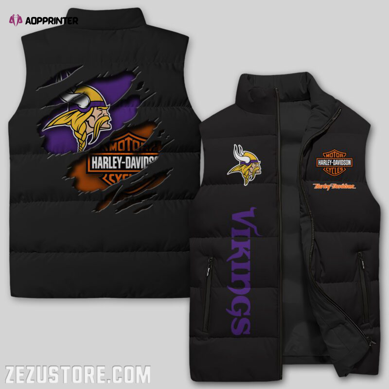 minnesota vikings nfl sleeveless puffer jacket custom for fans gifts 3