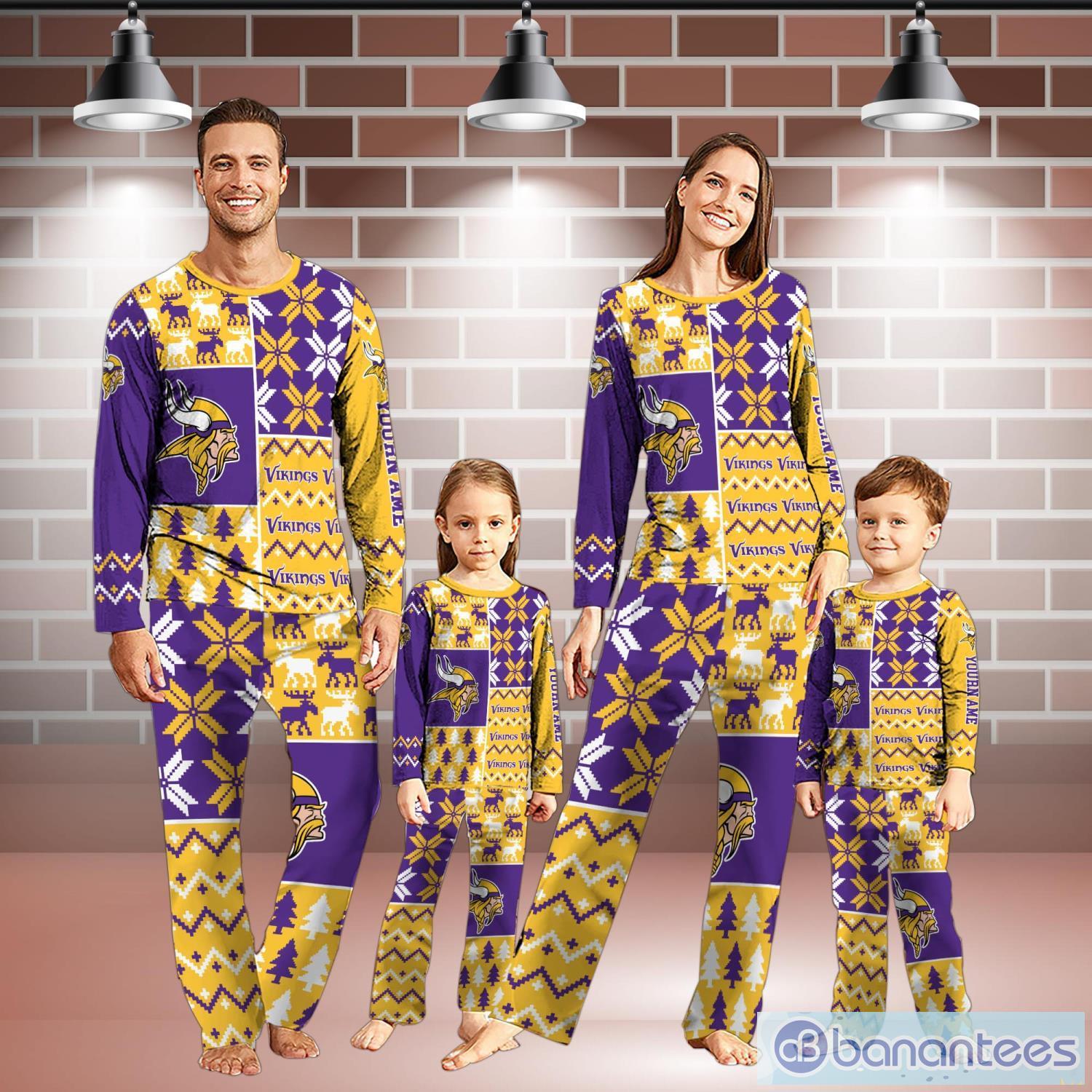 minnesota vikings pajamas set christmas snowflake pattern pajamas christmas gift for family