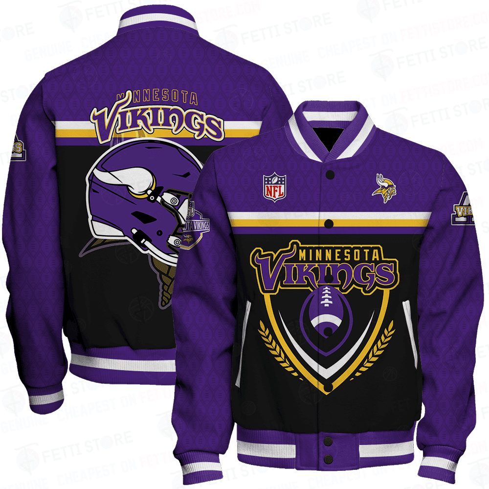 minnesota vikings traditional football pattern baseball varsity jacket baseball jacket all over print kksud