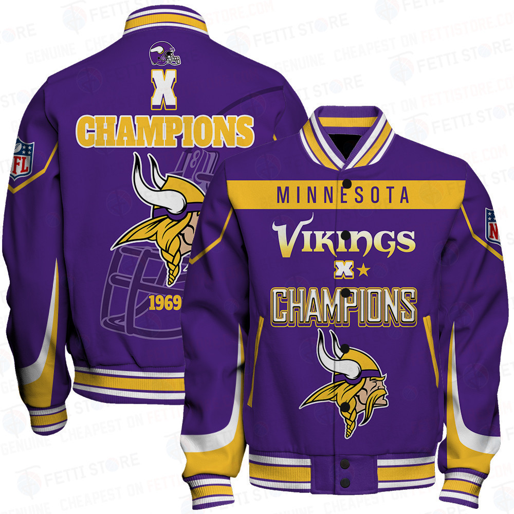 minnesota vikings x super bowl champions print baseball varsity jacket baseball jacket all over print rjsvi