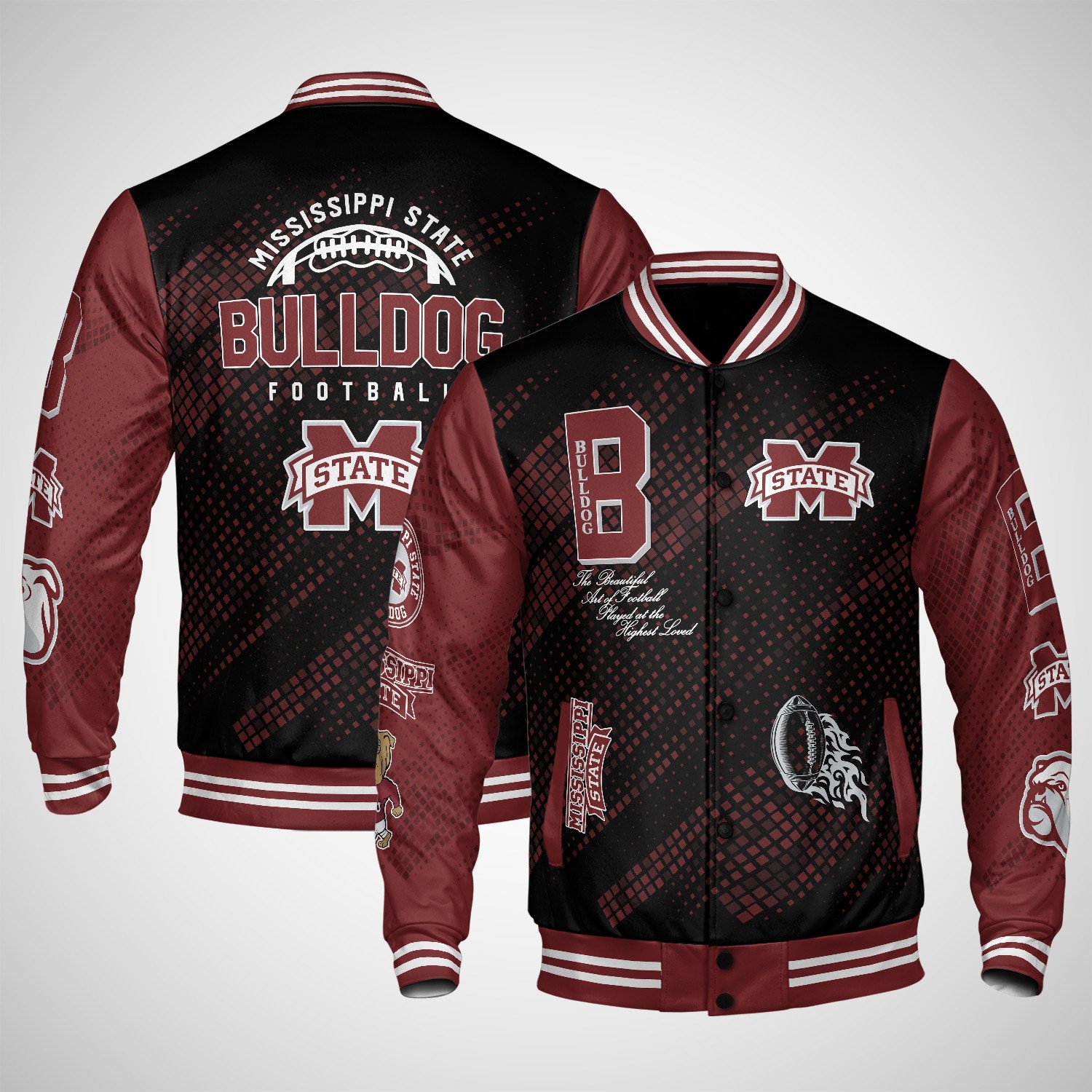 mississippi state bulldog varsity jacket baseball jacket all over print wf 1zhkt