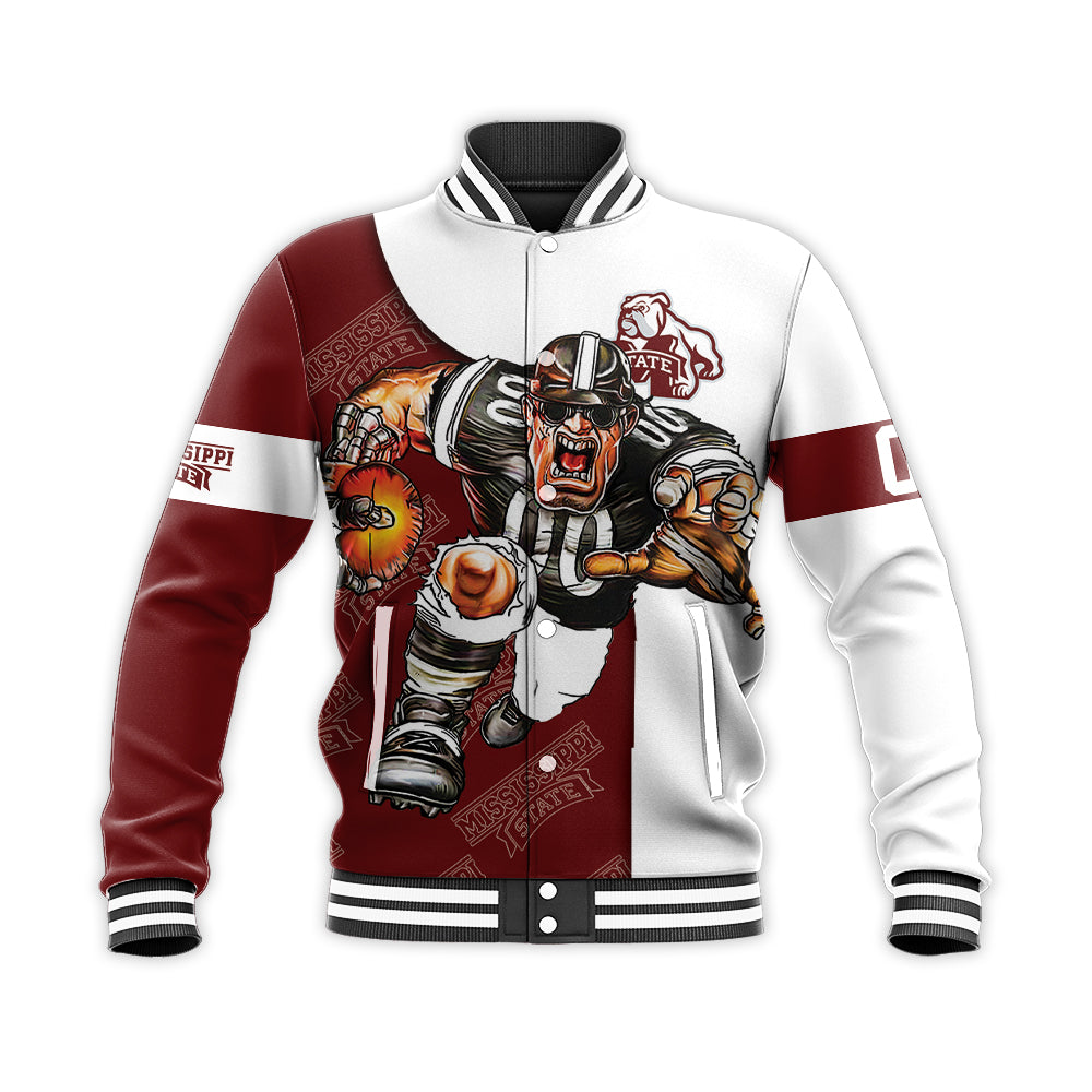 mississippi state bulldogs baseball jacket button up zipper hooded all over print football go on gift for fans ncaa ouxuq