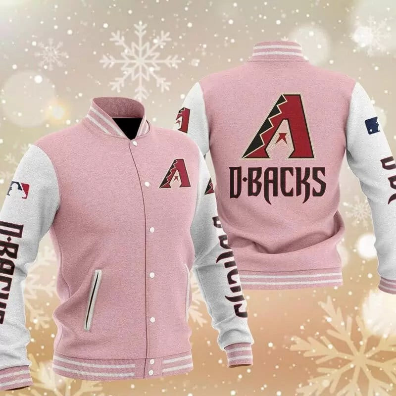 mlb arizona diamondbacks pink white 3d unisex baseball varsity jacket baseball jacket all over print axefu