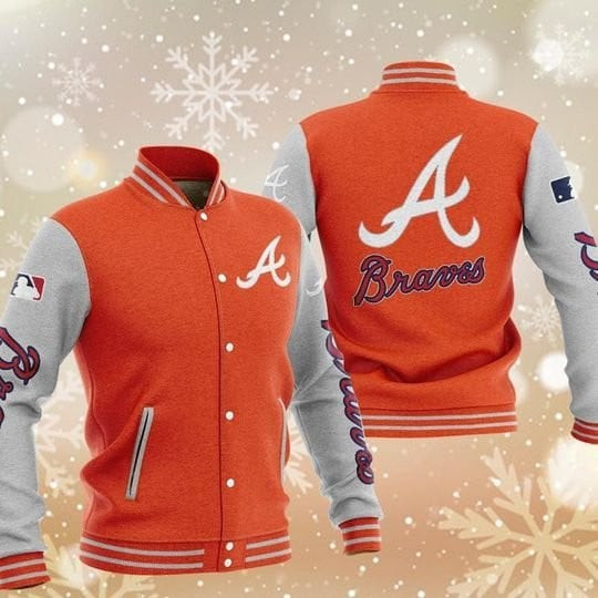 mlb atlanta braves orange white 3d unisex baseball varsity jacket baseball jacket all over print ulvpu