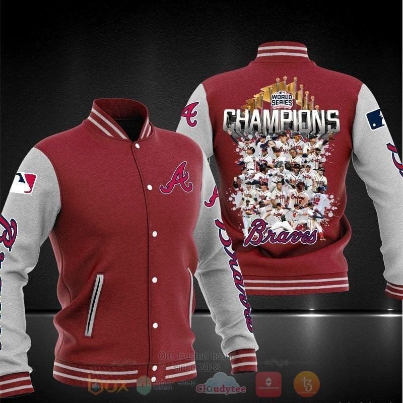 mlb atlanta braves pro standard world series champions red 3d unisex baseball varsity jacket baseball jacket all over print 1mfqs