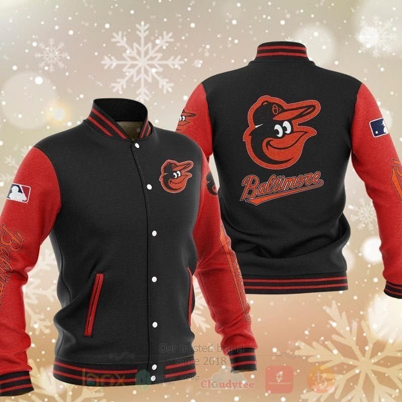 mlb baltimore orioles black red 3d unisex baseball varsity jacket baseball jacket all over print kmjfo