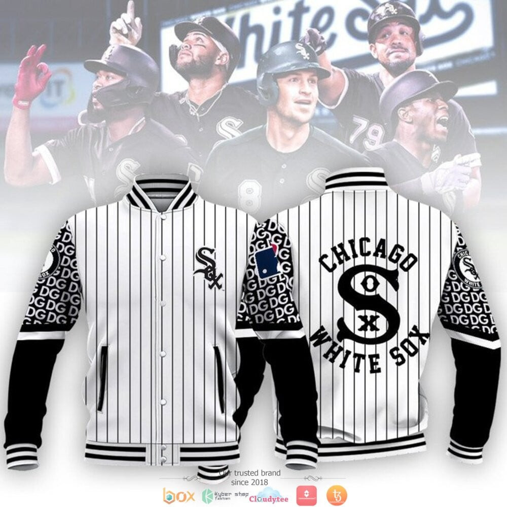 mlb chicago white sox baseball team black stripes 3d unisex baseball varsity jacket baseball jacket all over print y1bvd