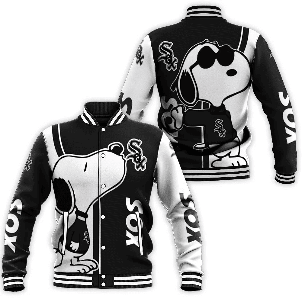 mlb chicago white sox baseball team snoopy dog 3d unisex baseball varsity jacket baseball jacket all over print mzirx