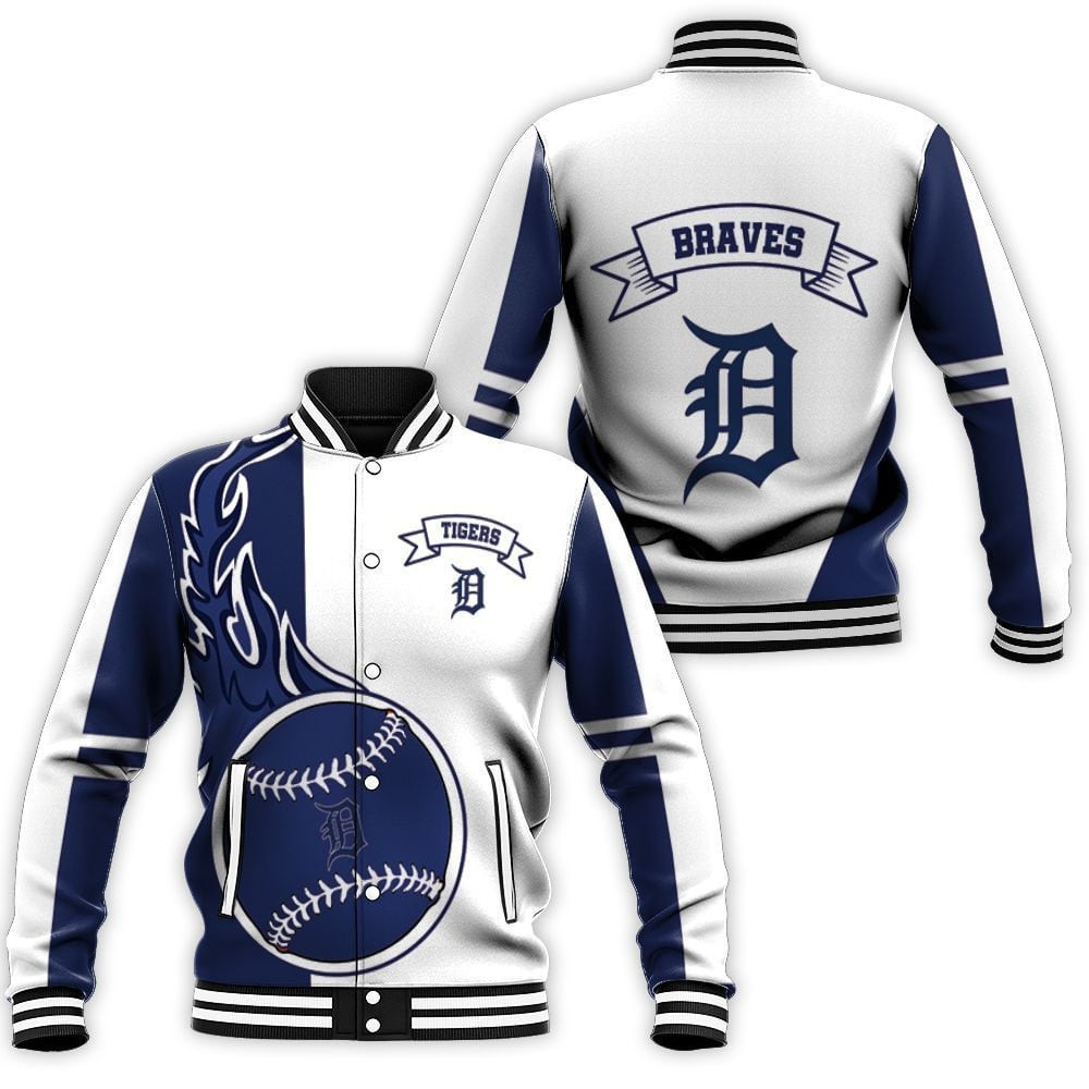 mlb detroit tigers baseball team white navy 3d unisex baseball varsity jacket baseball jacket all over print chfri