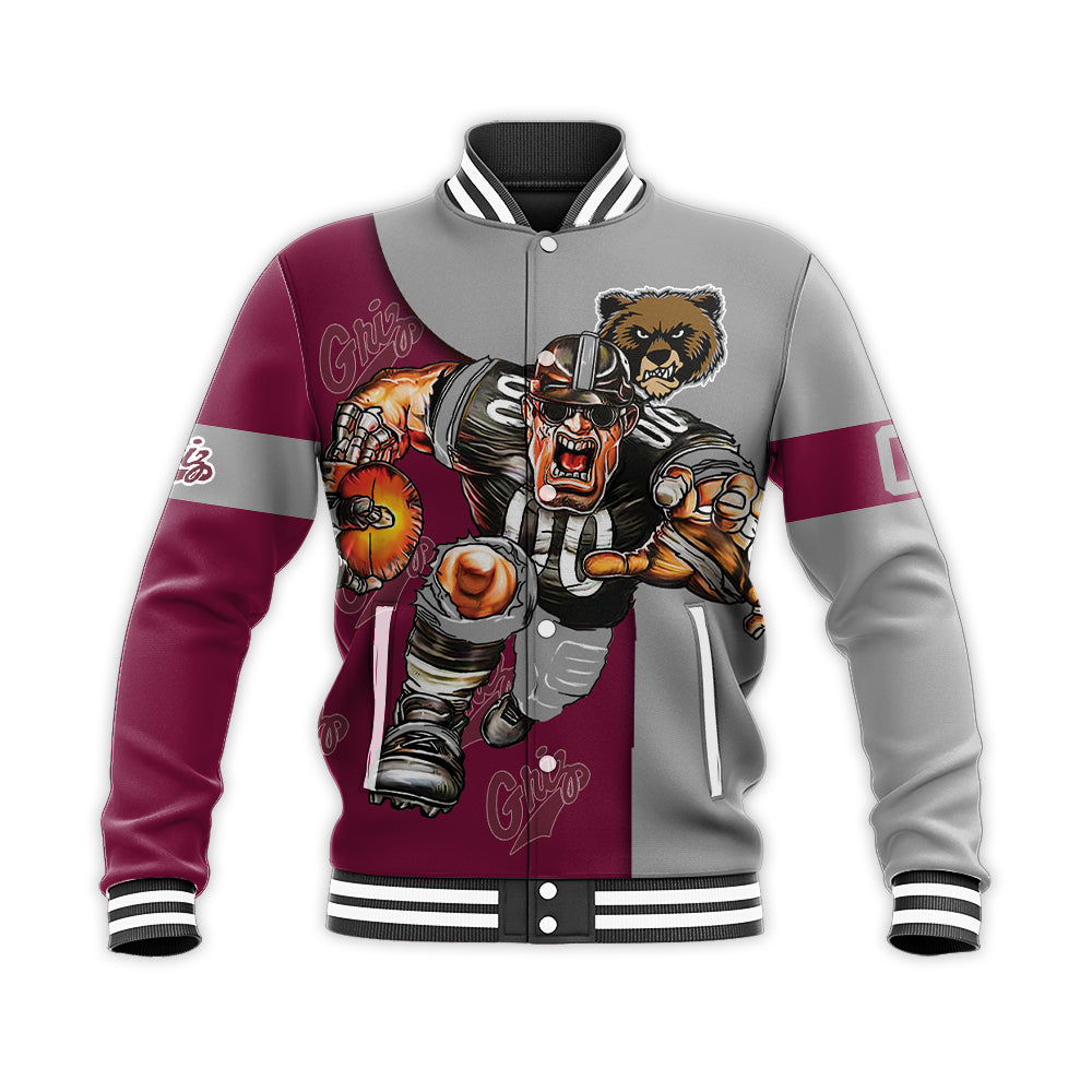 montana grizzlies baseball jacket button up zipper hooded all over print football go on gift for fans ncaa 4phom