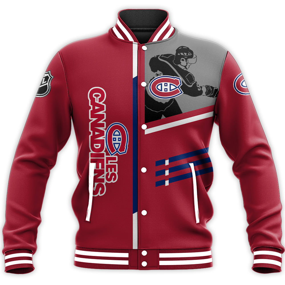 montreal canadiens baseball jacket button up zipper hooded all over print personalized hockey for fan nhl qylvr