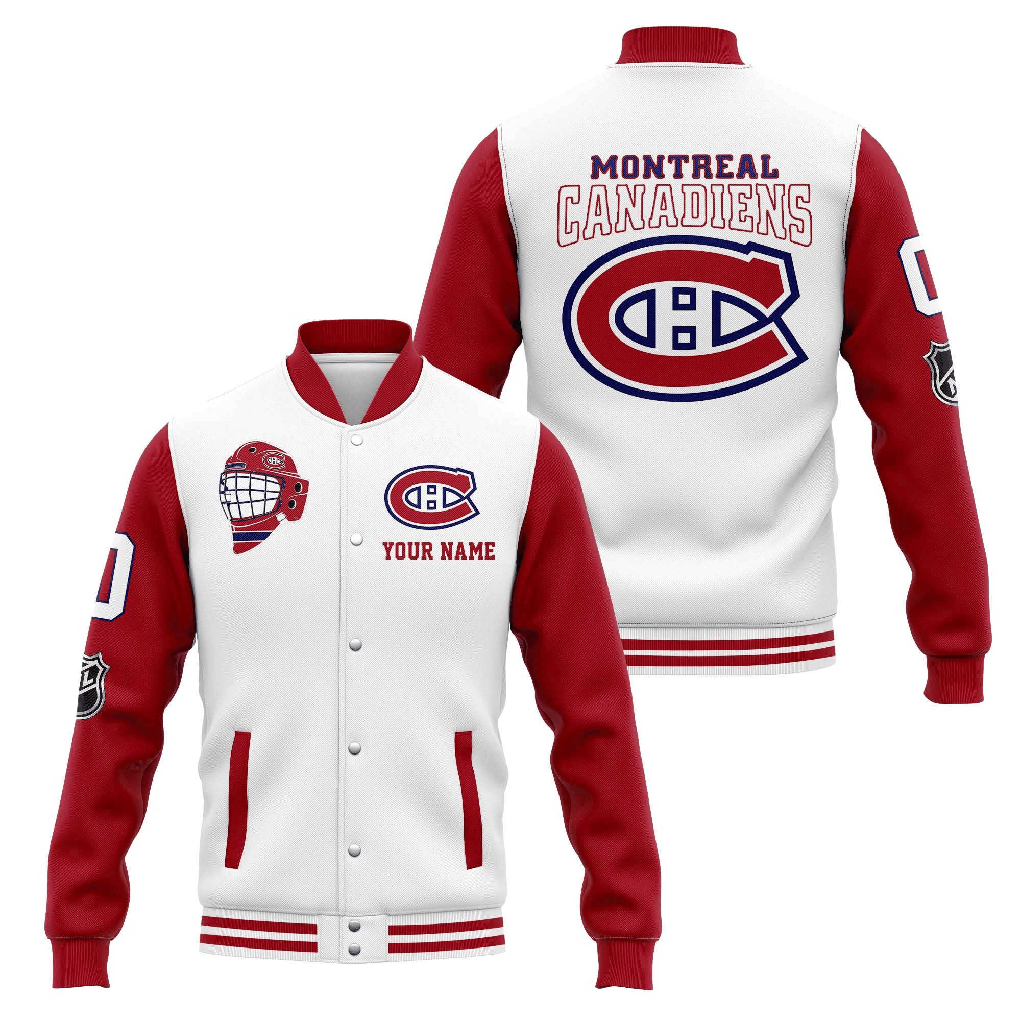 montreal canadiens custom name and number nhl baseball baseball varsity jacket baseball jacket all over print j58mt