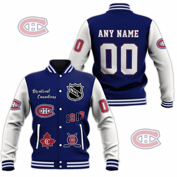 montreal canadiens nhl custom name and number baseball varsity jacket baseball jacket all over print uvkco