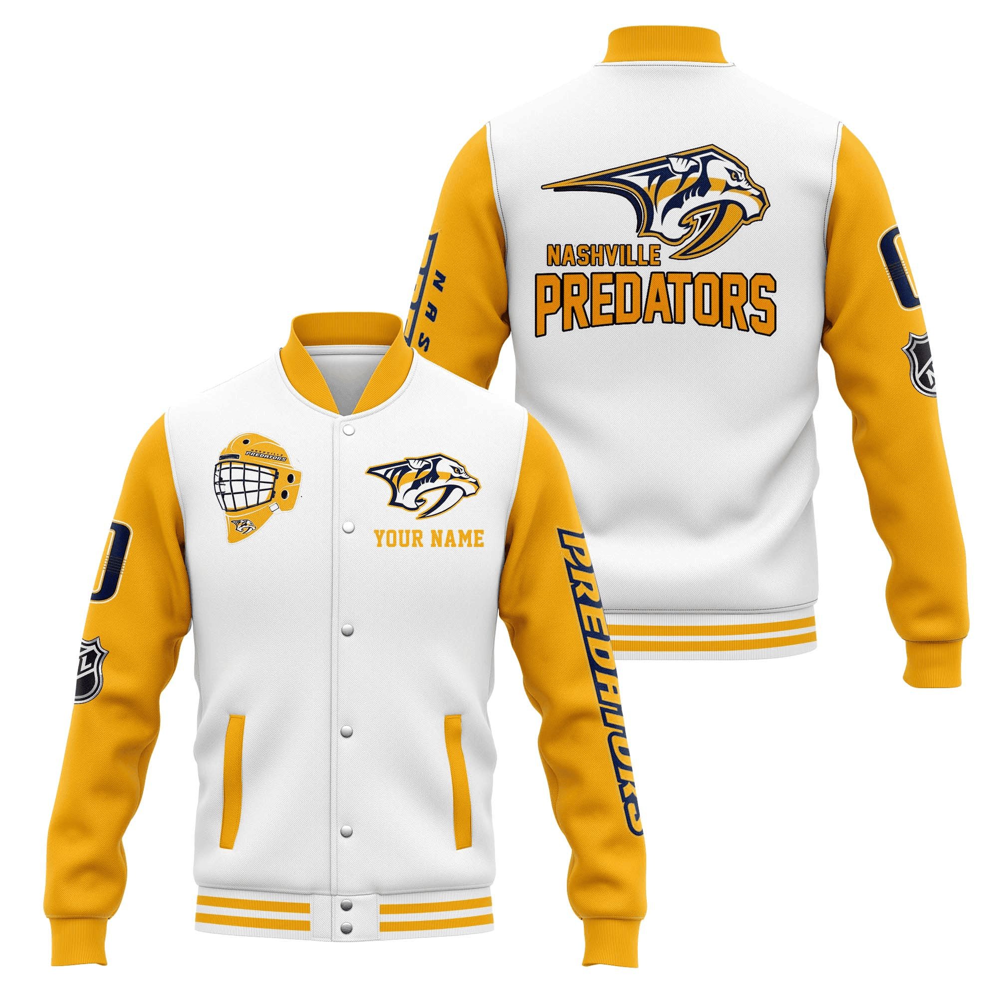 nashville predators custom name and number nhl baseball baseball varsity jacket baseball jacket all over print 2koxx