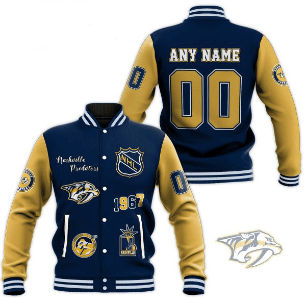 nashville predators nhl custom name and number baseball varsity jacket baseball jacket all over print 4w2au