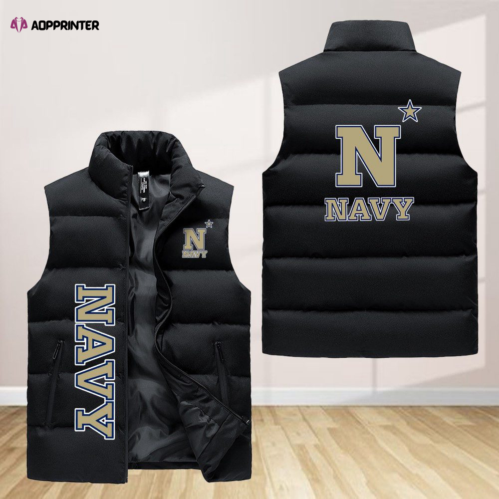 navy midshipmen sleeveless puffer jacket custom for fans gifts