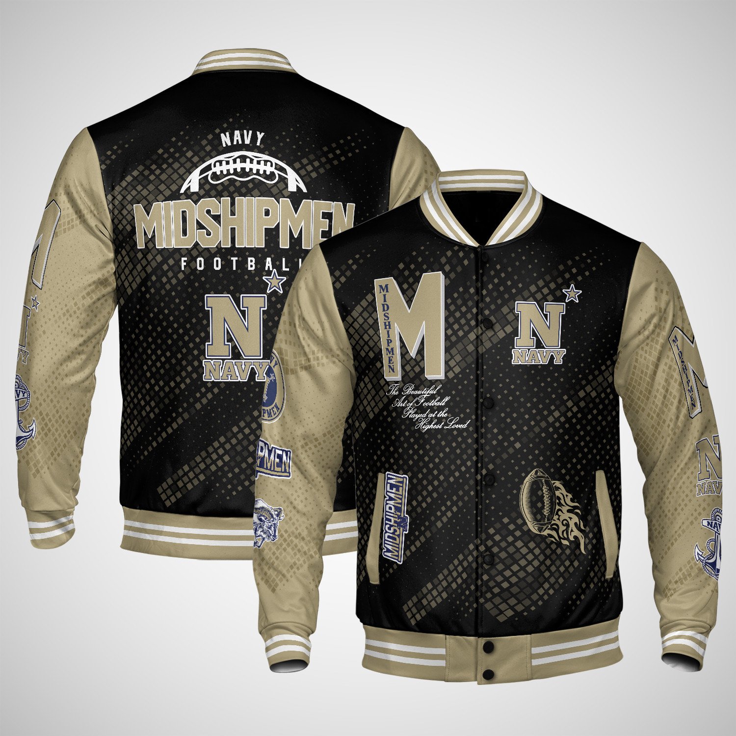 navy midshipmen varsity jacket baseball jacket all over print wf o9zts