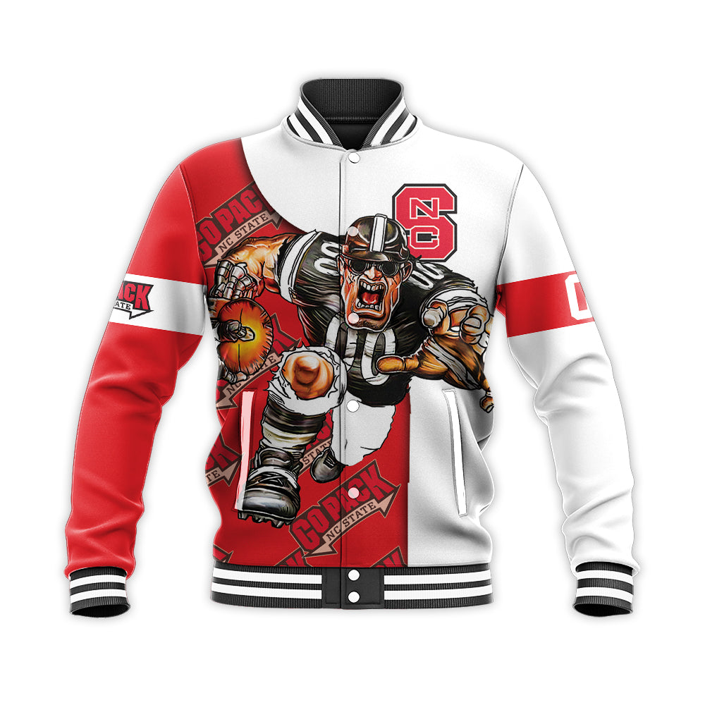 nc state wolfpack baseball jacket button up zipper hooded all over print football go on gift for fans ncaa ifb5i