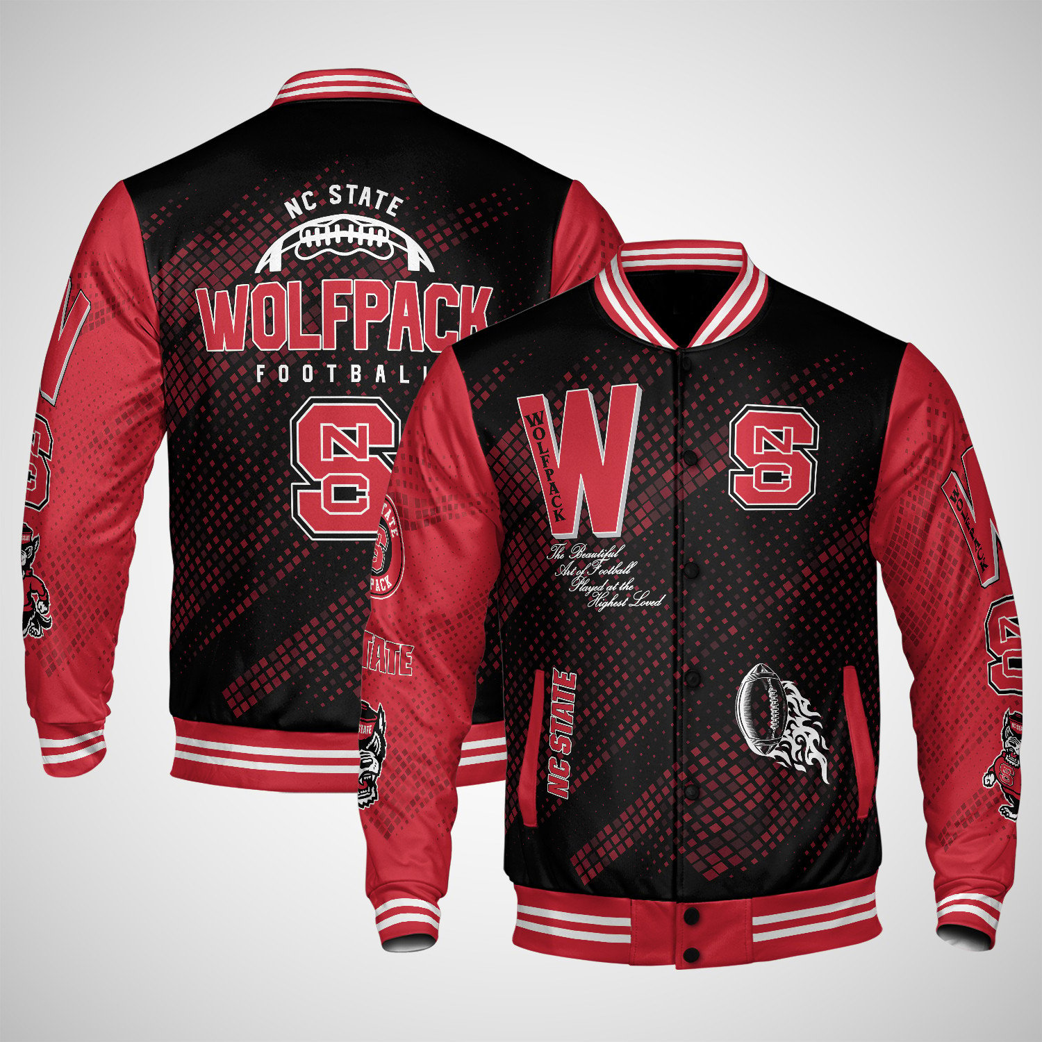 nc state wolfpack varsity jacket baseball jacket all over print wf bzqg8