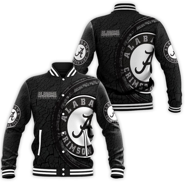 ncaa alabama crimson tide baseball jacket button up zipper hooded all over print v10 bxbgo