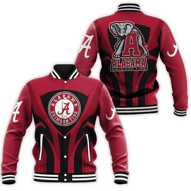 ncaa alabama crimson tide baseball jacket button up zipper hooded all over print v4 iidlq