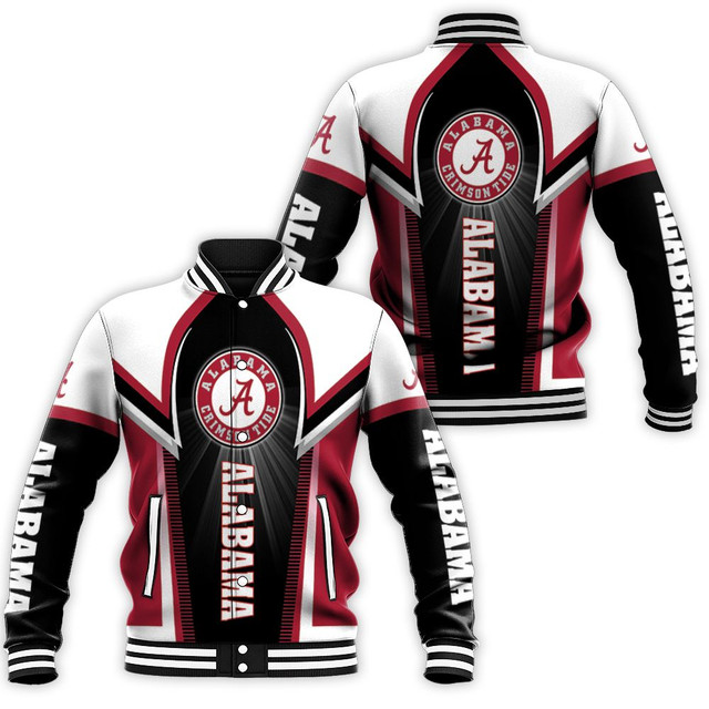 ncaa alabama crimson tide baseball jacket button up zipper hooded all over print v5 st0ns