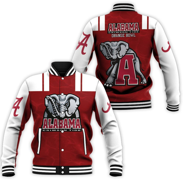 ncaa alabama crimson tide baseball jacket button up zipper hooded all over print v9 s3mwj