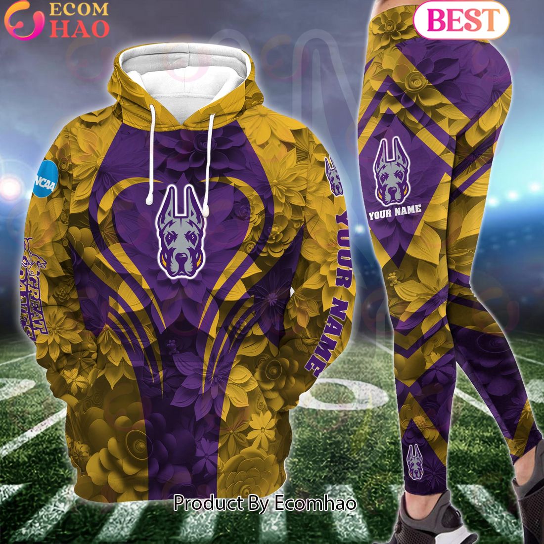 ncaa albany great danes hoodie and leggings custom your name football team clothings gift for football lovers 1 FOjr8