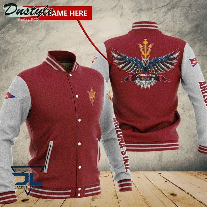 ncaa arizona state sun devils custom name red baseball jacket button up zipper hooded all over print kkjzc