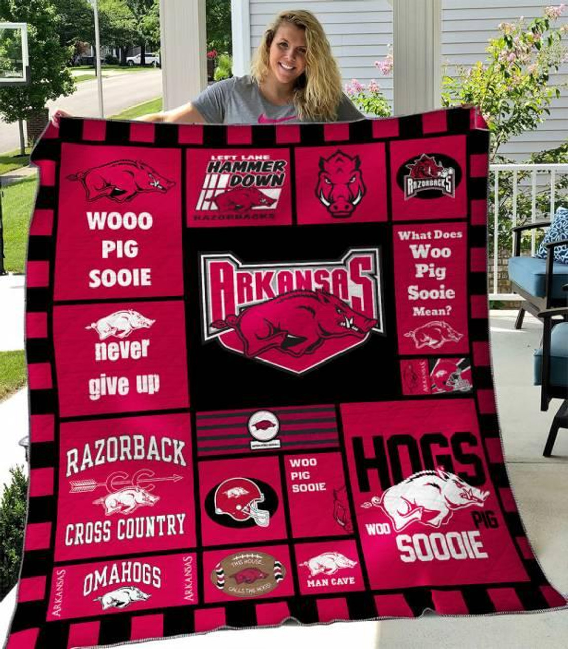 ncaa arkansas razorbacks mascot quilt fleece blanket wfqf69 ukzrw