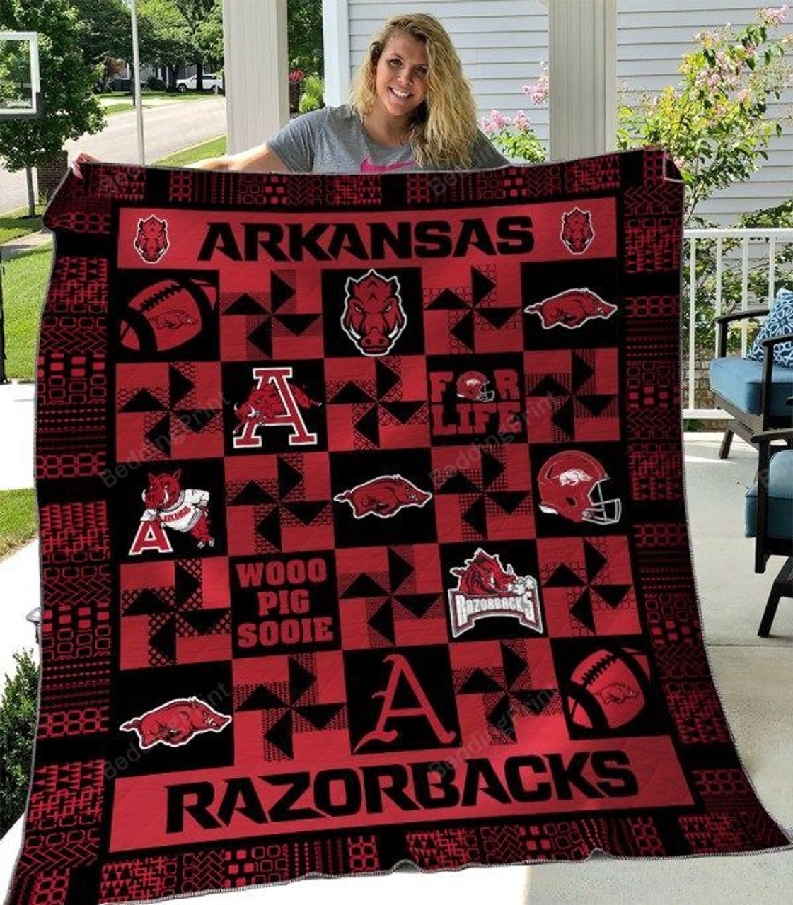 ncaa arkansas razorbacks red quilt fleece blanket wfqf71 gefdb