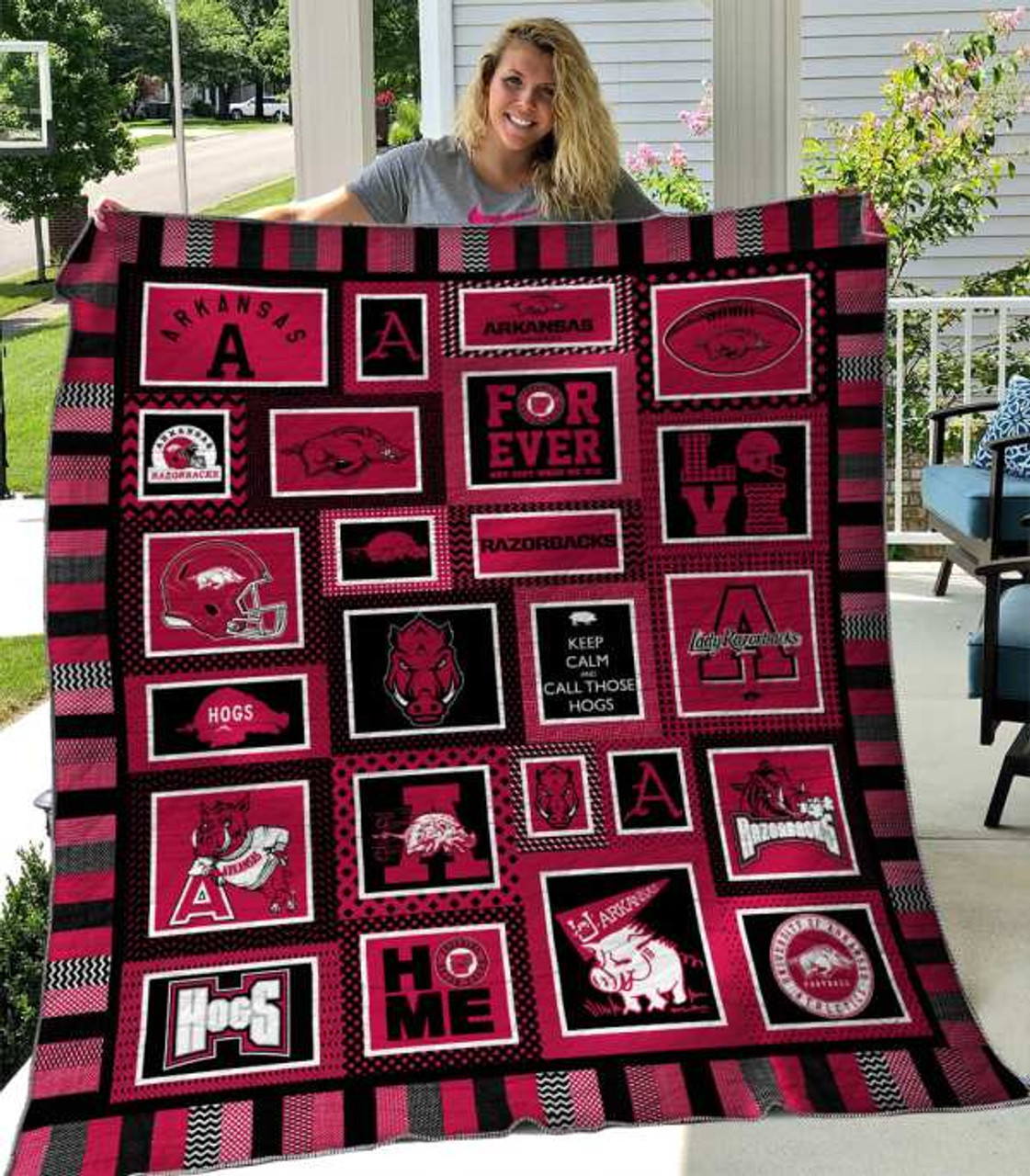 ncaa arkansas razorbacks special design quilt fleece blanket wfqf73 iqv29