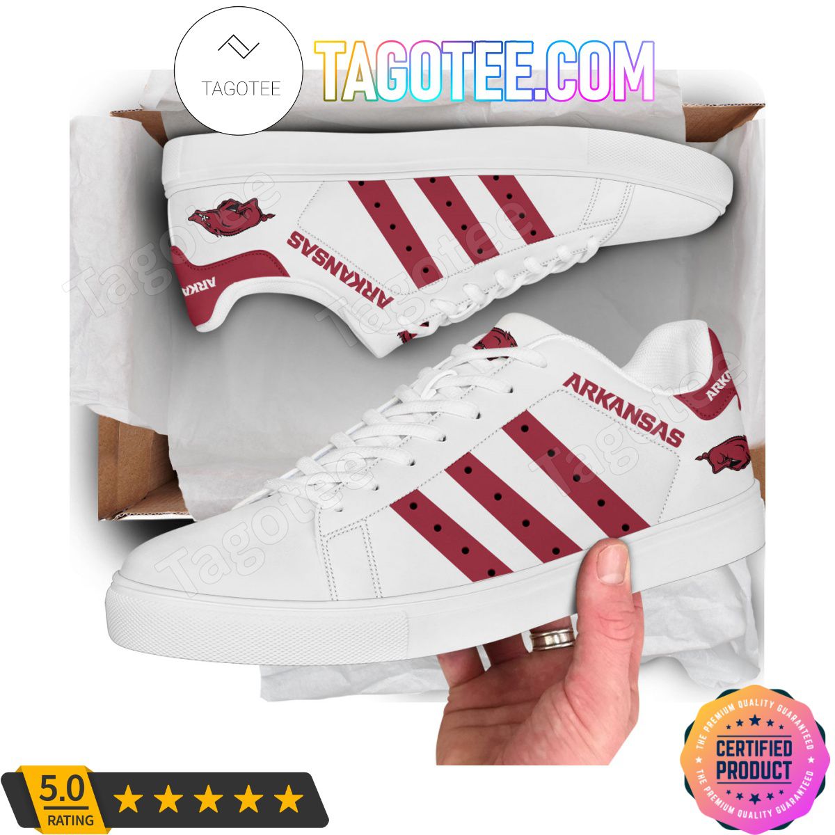 ncaa arkansas razorbacks white stan smith shoes m3xxr