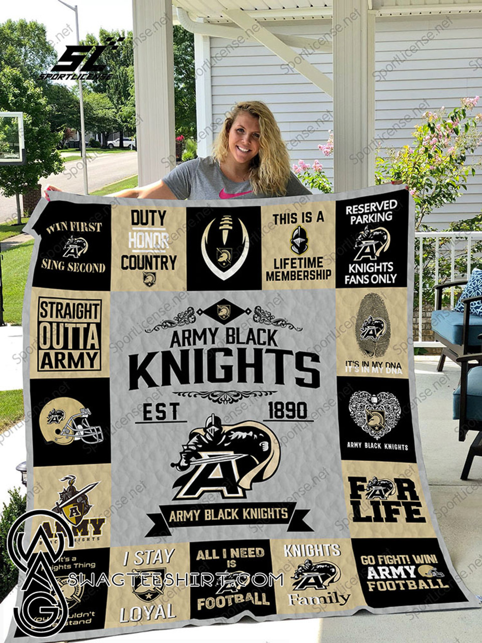 ncaa army black knights est 1890 quilt fleece blanket wfqf80 uj31r