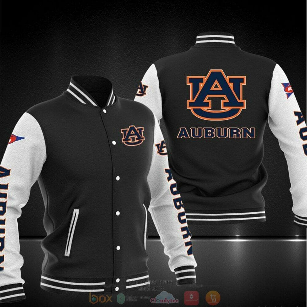 ncaa auburn tigers black baseball jacket button up zipper hooded all over print z5ng2