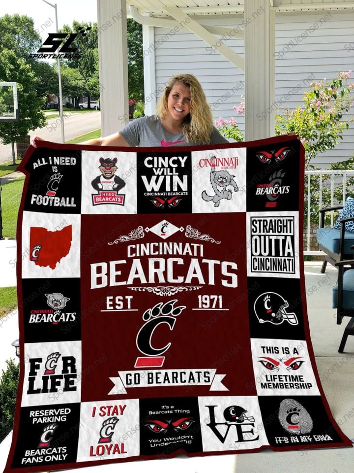 ncaa cincinnati bearcats brown black quilt fleece blanket wfqf91 wrsv4