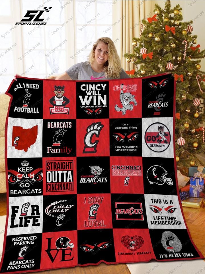 ncaa cincinnati bearcats red black quilt fleece blanket v2 wfqf94 rm5jf